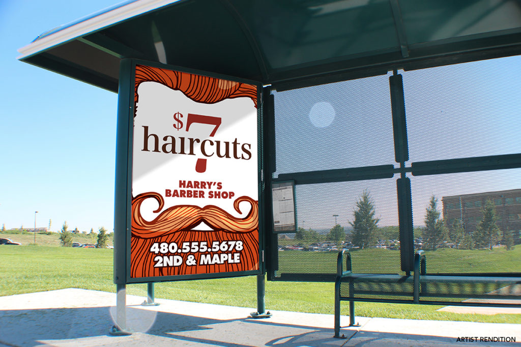 Bus Stop Poster Advertisement for Harry's Barber Shop