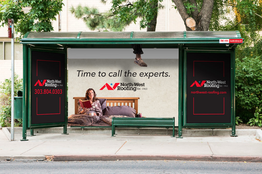 Bus Stop Advertisement Showcasing a Curbside Castle for NorthWest Roofing