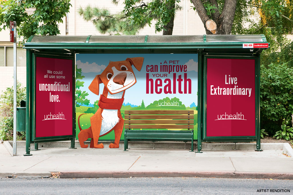 Bus Stop Enhanced Curbside Castle Advertisement for UC Health