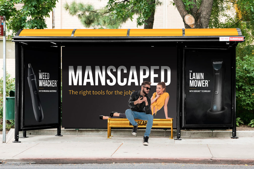 Curbside Castle Bus Stop Advertisement for Manscaped