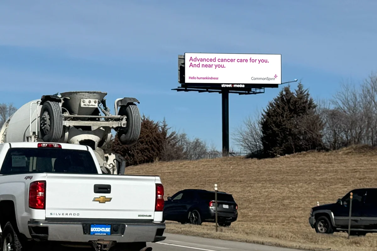 Digital billboard advertising near Omaha, Nebraska.